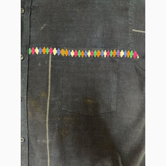 Classy City Chicks Guatemalan Made Cotton Acrylic Mens Short Sleeve Navy Blue Em - Picture 8 of 12